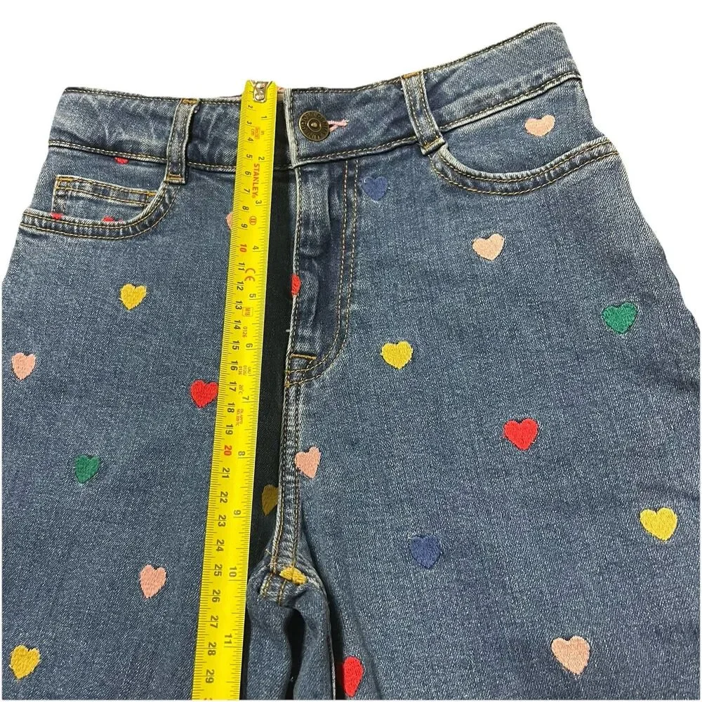 NWT Mini Boden Girls Wide Leg Jeans Size 10-11 Y Adjustable Waist Hearts Girly - Picture 5 of 7